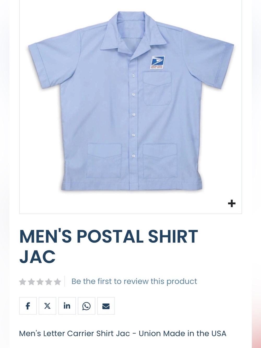 Men's Short-Sleeve Postal Button-Down Shirt - Light Blue